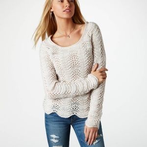American Eagle Knitted Scalloped Hem Sweater